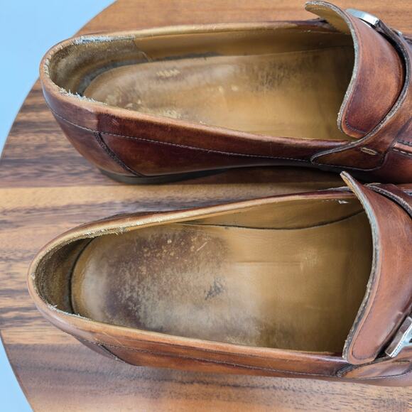 Magnanni Lino Loafers Mens 9.5 M Brown Leather Slip On Spain  display picture 2